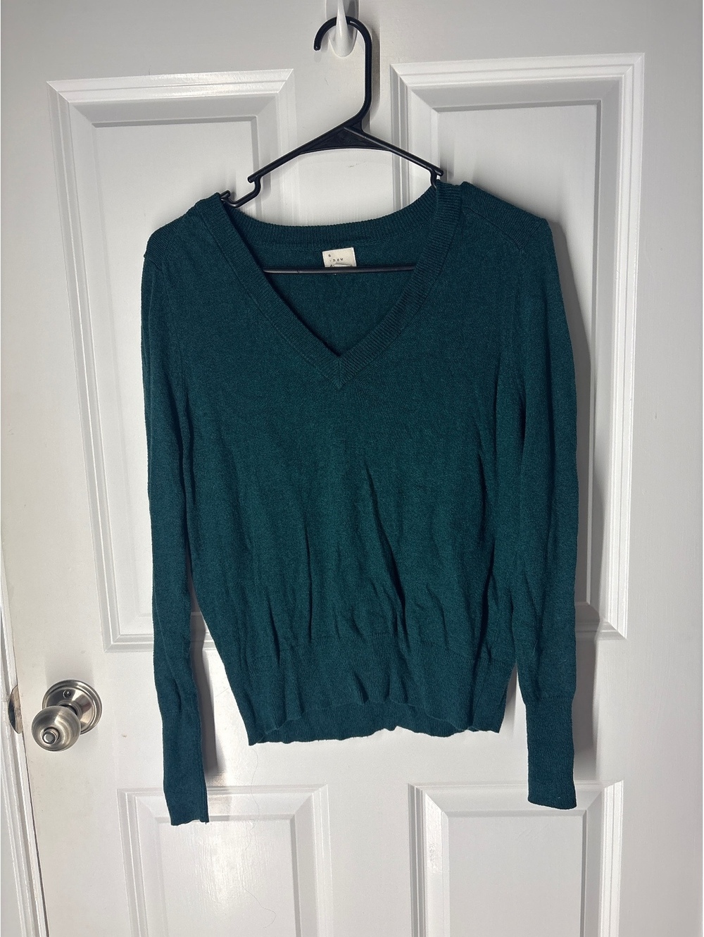 Whimsigoth Academia Preppy Minimalist Emerald V-Neck Medium Knit Sweater